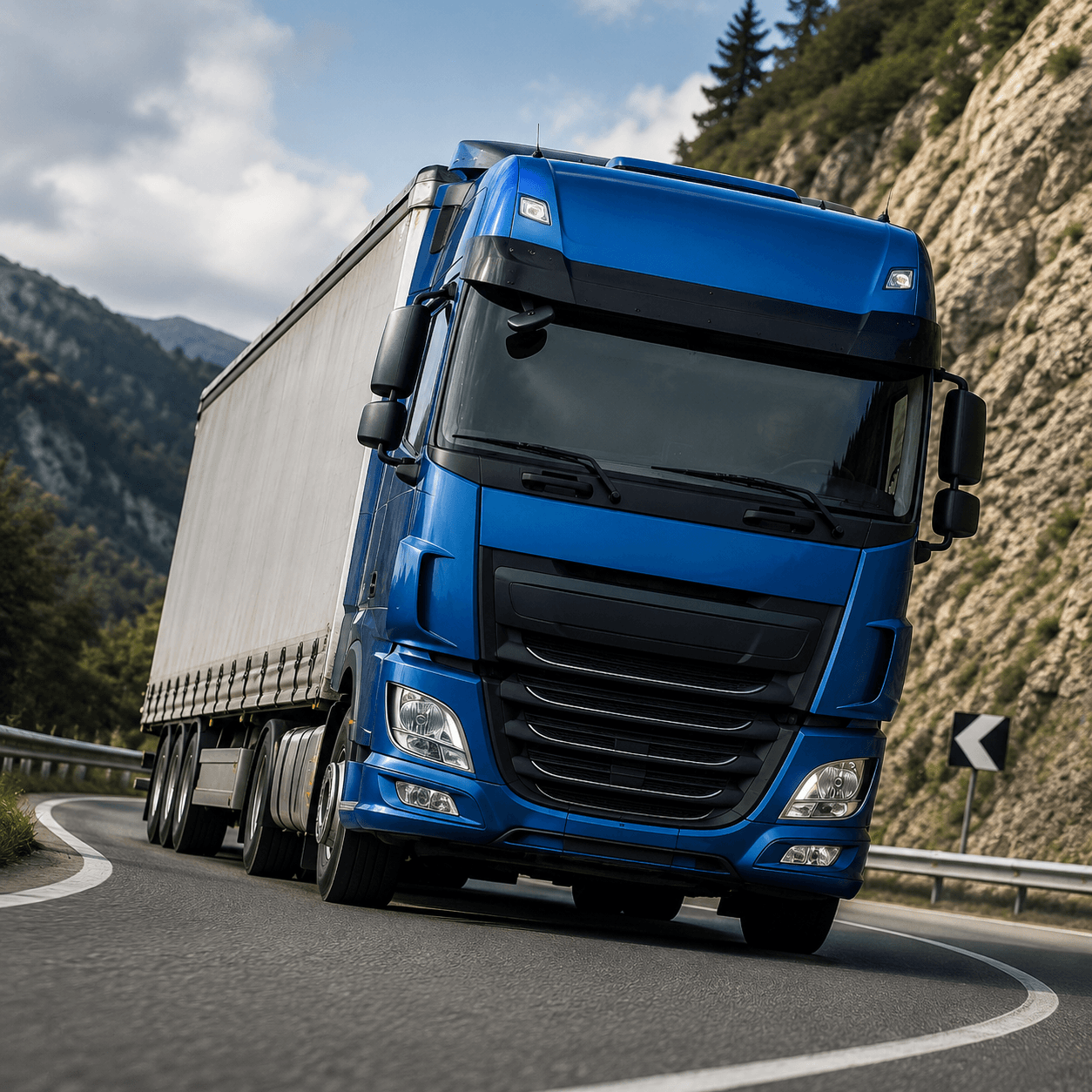 Camion tende a coricarsi in curva durante la marcia su strada