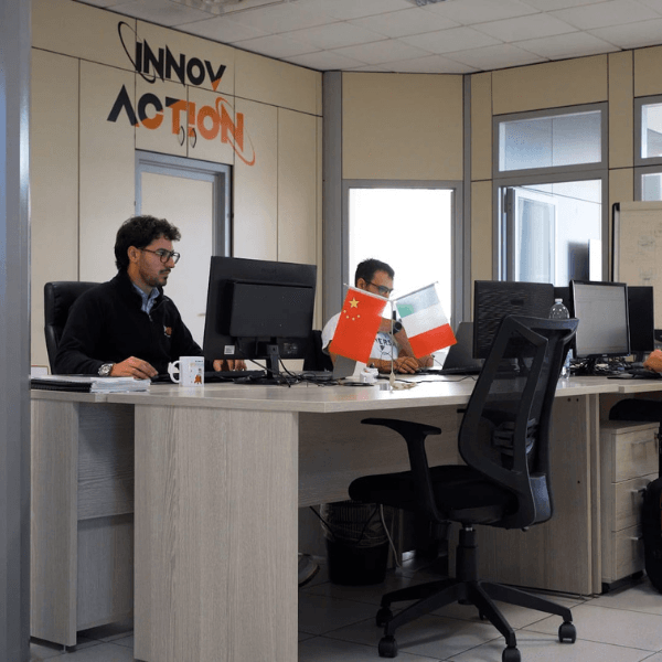 Technicians who carry out laboratory tests on industrial vehicle components
