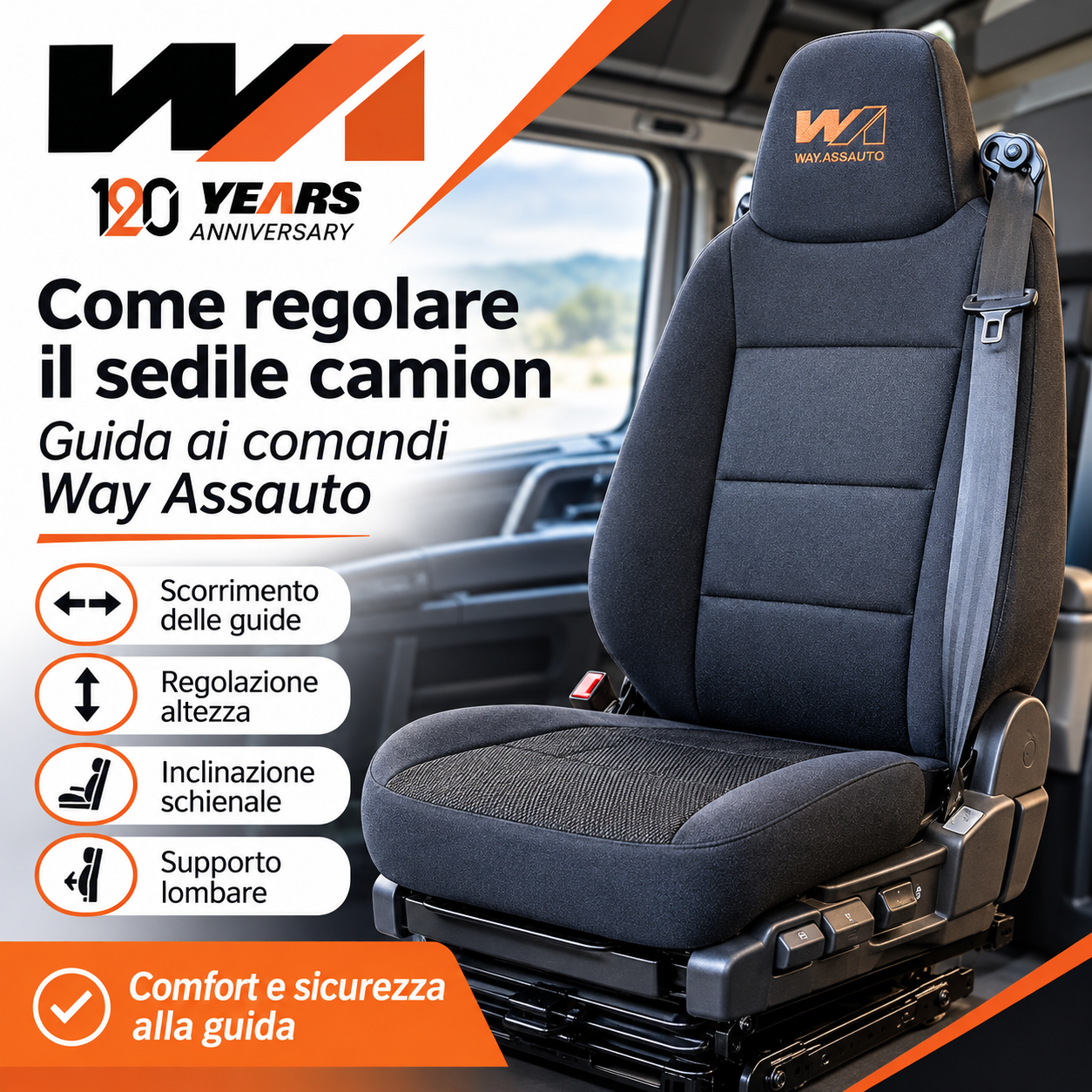 Sedile camion Way Assauto con comandi di regolazione